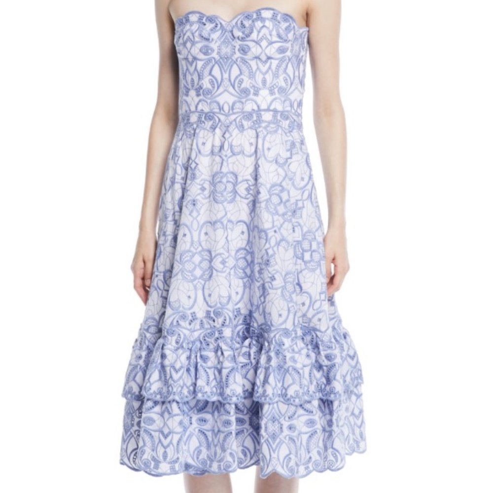 NWT $1295 Jonathan Simkhai Scalloped Bustier Dress